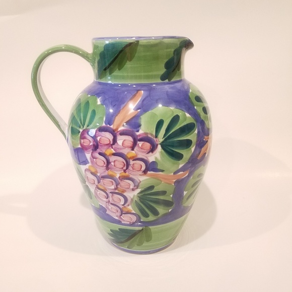 Pier 1 Import Fruit handpainted jar pitcher ITALY RARE - Picture 3 of 7